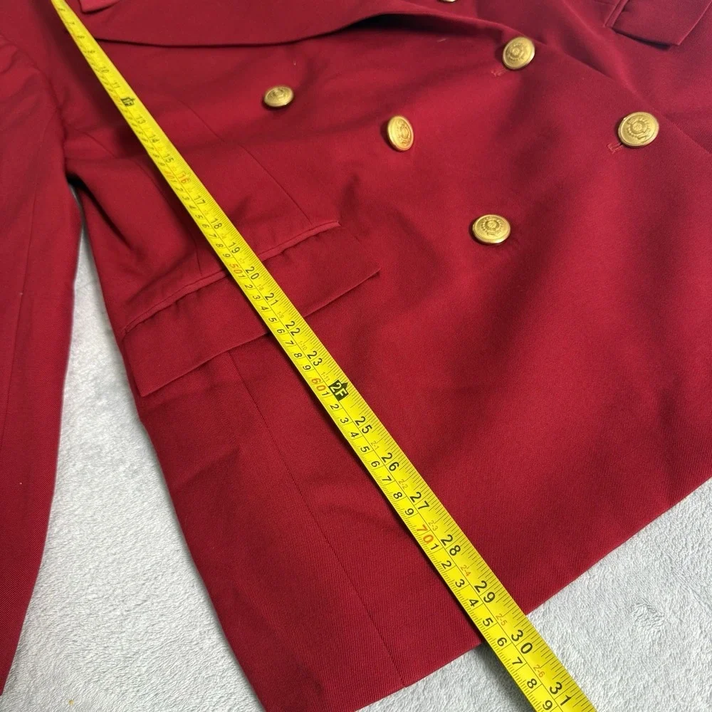 Vintage Brooks Brothers 100% Wool Skirt Suit Women 12 Red Gold Button USA